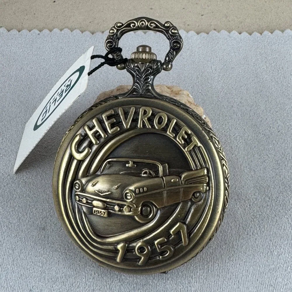 Vintage Relic Pocket Watch Chevrolet 1957 Chevy Collectable Pocket Watch W/Box - Picture 2 of 5
